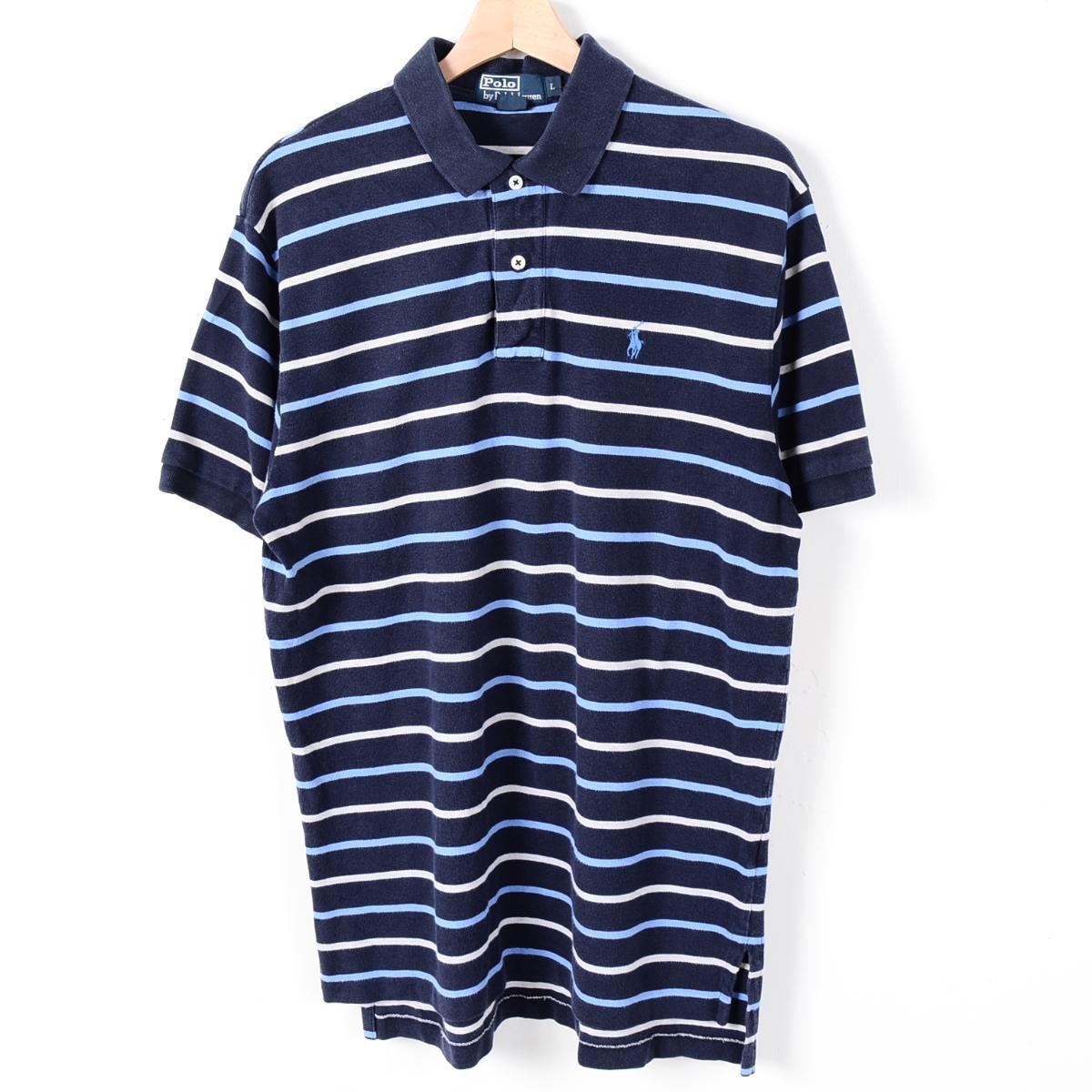 ラルフローレン POLO by Ralph Lauren 半袖 ボーダーポロシャツ メンズL Ralph Lauren /wer2722 【古着屋JAM】【中古】 160520