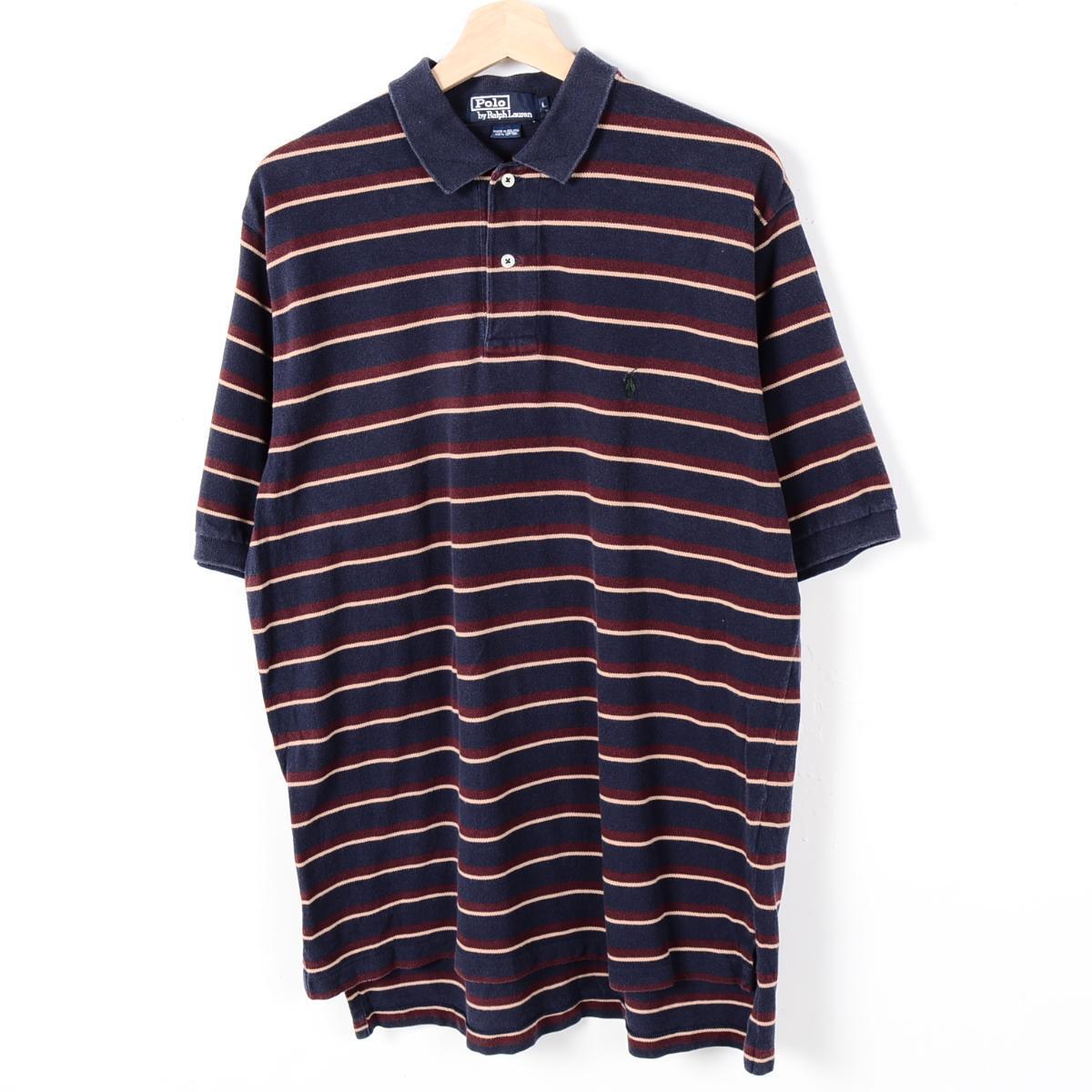 ラルフローレン POLO by Ralph Lauren 半袖 ボーダーポロシャツ メンズL Ralph Lauren /wer2726 【古着屋JAM】【中古】 160520