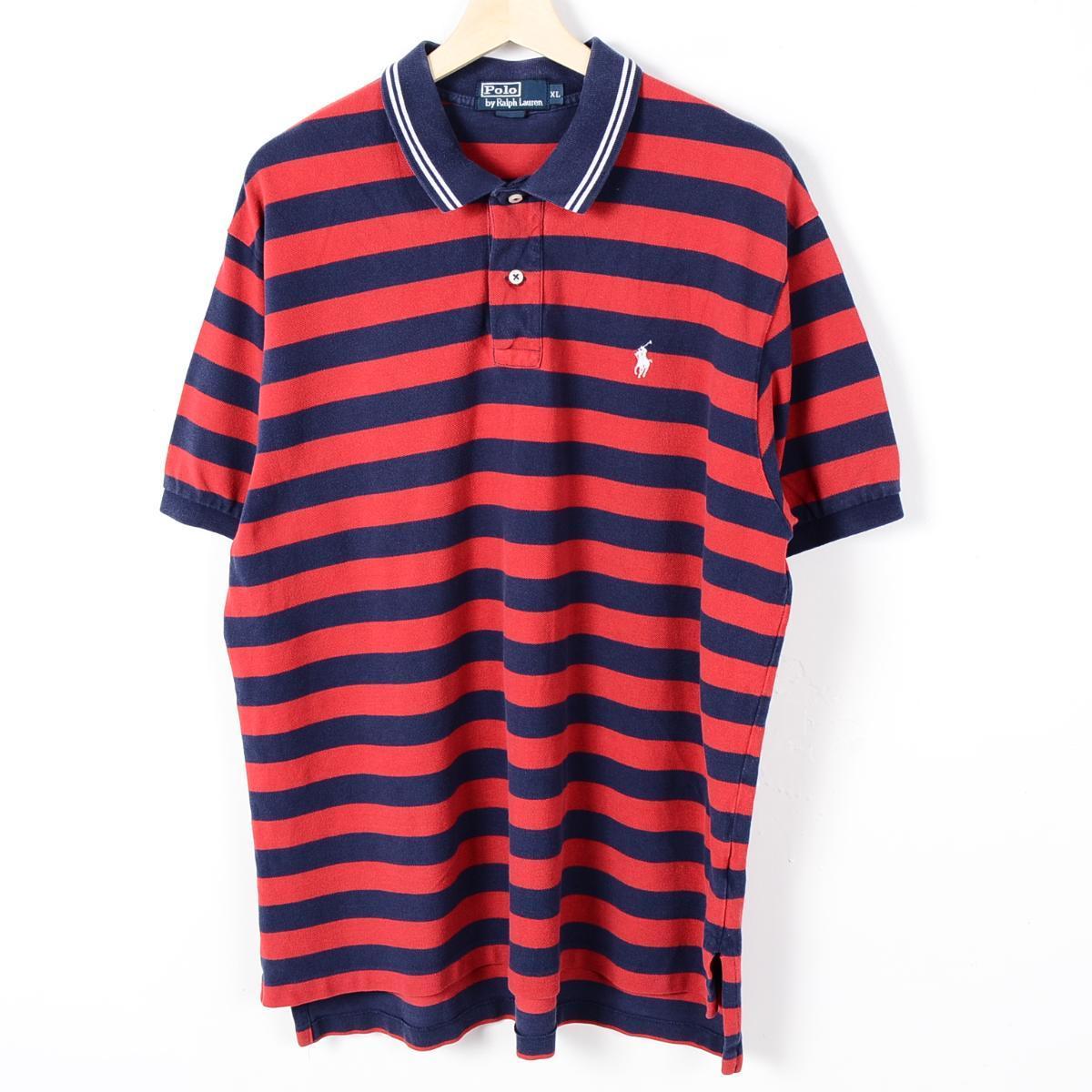 ラルフローレン POLO by Ralph Lauren 半袖 ボーダーポロシャツ メンズXL Ralph Lauren /wer2729 【古着屋JAM】【中古】 160520