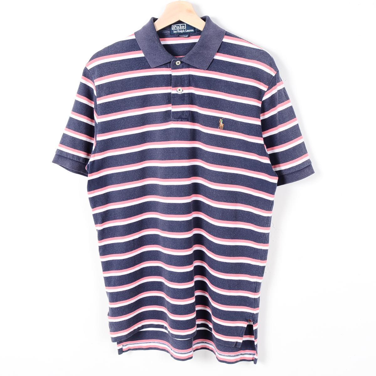 ラルフローレン POLO by Ralph Lauren 半袖 ボーダーポロシャツ メンズM Ralph Lauren /wer2816 【古着屋JAM】【中古】 160520