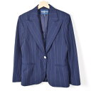 ラルフローレン USA製 ピークドラペル ピンストライプ ウール テーラードジャケット レディースL Ralph Lauren /wew7766 【中古】 【161203】【SS1703】【SS1712】