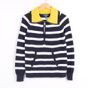 ラルフローレン LAUREN JEANS COMPANY ボーダー柄 オフタートルネック コットンニットハーフジップセーター レディースM Ralph Lauren /wex9183 【中古】 【170130】【SS1712】