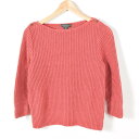 ラルフローレン LAUREN JEANS COMPANY 透かし編み 肩ボタン ボートネック 八分袖 コットンリネンニットセーター レディースM Ralph Lauren /wez9362 【中古】 【170331】