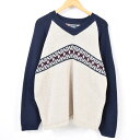 ラルフローレン CHAPS チャップス USA製 フェアアイル柄 Vネック コットンニットセーター メンズM Ralph Lauren /wai3370 【中古】 【170910】