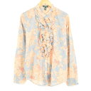 ラルフローレン Ralph Lauren LRL LAUREN JEANS COMPANY 花柄 ジャボカラー バンドカラー ラッフルフリル 長袖 ブラウス レディースXL /wah2011 【中古】 【170901】
