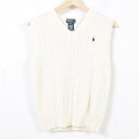 ラルフローレン Ralph Lauren POLO by Ralph Lauren ケーブル編み Vネック コットンニットベスト レディースS /waf9059 【中古】 【170911】