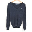 ラルフローレン Ralph Lauren SPORT スポーツ Vネック ケーブル編み コットンニットセーター レディースM /waf2407 【中古】 【170912】
