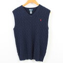 ラルフローレン Ralph Lauren POLO by Ralph Lauren ケーブル編み Vネック コットンニットベスト レディースL /waj8346 【中古】 【171002】