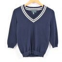 ラルフローレン Ralph Lauren LAUREN ローレン Vネック 七分袖 コットンニットセーター レディースS /wak4073 【中古】 【171027】
