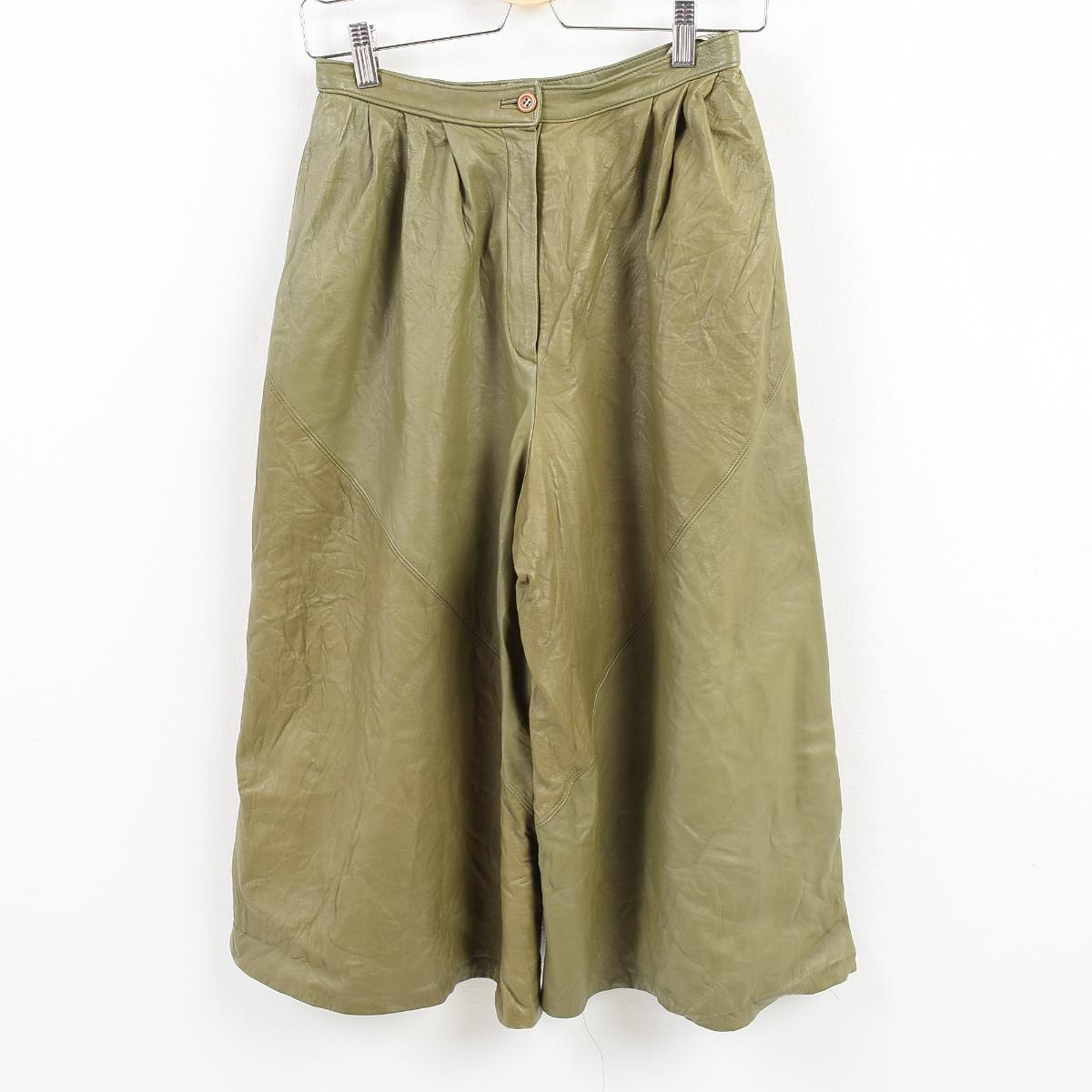 Harve Benard Editions はんぱ丈 本革レザー ガウチョパンツ