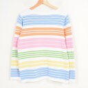 ラルフローレン Ralph Lauren LAUREN ローレン ボーダー柄 ボートネック コットンニットセーター レディースL /wak1330 【中古】 【171114】