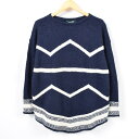 ラルフローレン Ralph Lauren LAUREN ローレン 総柄 ボートネック ウール混 ニットセーター レディースL /wam7976 【中古】 【171207】