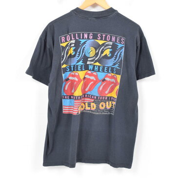 80年代 ステッドマン STEDMAN ROLLING STONES ローリングストーンズ STEEL WHEELS TOUR 1989 両面プリント バンドTシャツ USA製 メンズL ヴィンテージ /wap1795 【中古】【n1803】 【180317】