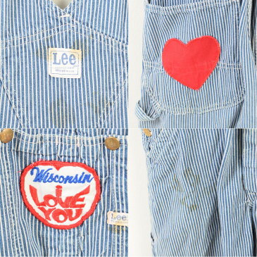 70年代 リー Lee ヒッコリーストライプ オーバーオール USA製 メンズw35 ヴィンテージ /war1436 【中古】 【180426】