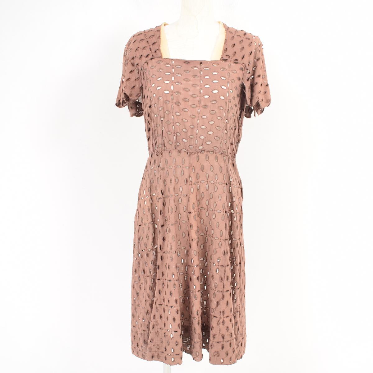 50年代 Unknown カットワーク刺繍 スカラップ フレアスリーブ シースルー 半袖 フレア ワンピース レディースm ヴィンテージ War17 Ss1909 Pd01 Cs03 Ss07 Cs07 Ss09 Js10 Ss2101 Cs2101 2b10f フレアワンピース