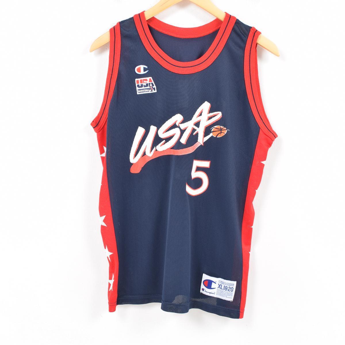 90年代 チャンピオン Champion USA BASKETBALL ゲームシャツ レプリカユニフォーム USA製 メンズS ヴィンテージ グラフィックTシャツ /was0514 【中古】 【180520】【SS2007】【CS2007】