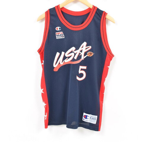 90年代 チャンピオン Champion USA BASKETBALL ゲームシャツ レプリカユニフォーム USA製 メンズS ヴィンテージ グラフィックTシャツ /was0514 【中古】 【180520】【SS2007】【CS2007】