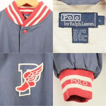 希少レア 90年代 ラルフローレン Ralph Lauren POLO by Ralph Lauren P WING ウイングフット コットンスタジャン メンズXL ヴィンテージ /wat4990 【中古】【n1807】 【180531】【SVTG】