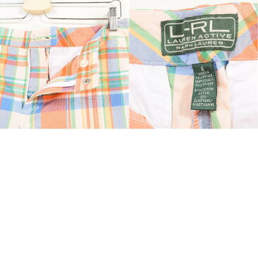 ラルフローレン Ralph Lauren L-RL LAUREN ACTIVE マドラスチェック コットンショーツ ショートパンツ レディースXL(w31) /wau6909 【中古】【古着屋JAM】 【180612】【SS1907】