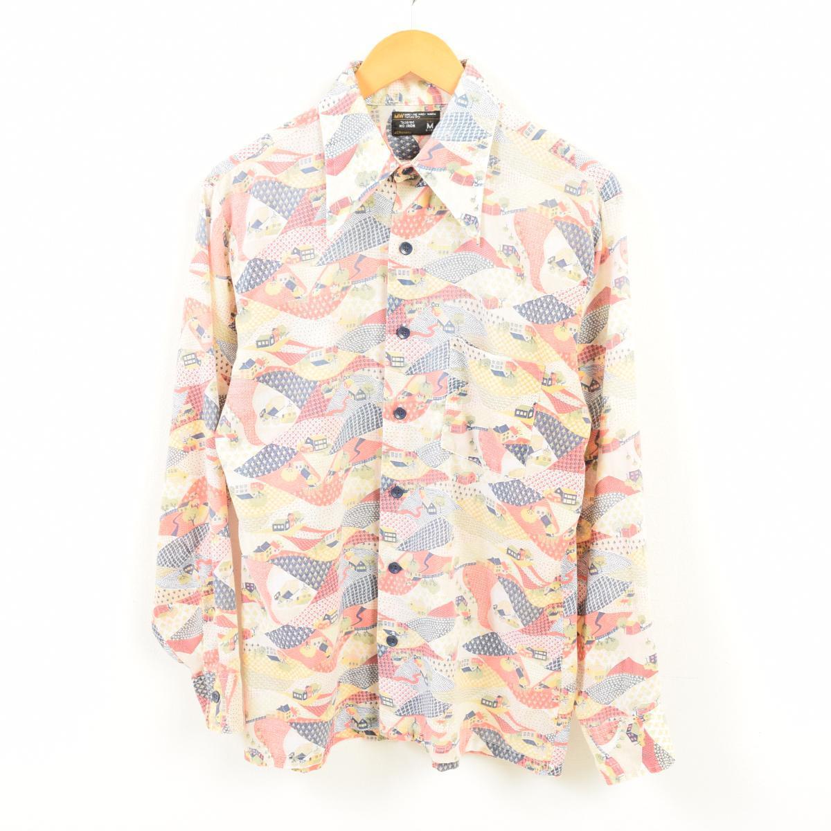 70年代 ジェイシーペニー J C Penney 総柄 襟芯入り 長袖 ポリコットンシャツ レディースl ヴィンテージ 柄シャツ Wat3964 古着屋jam Pd Cs03 Ss07 Cs07 Ss09 Js10 その他長袖シャツ 古着屋jam ジャム