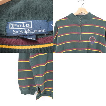 ラルフローレン Ralph Lauren POLO by Ralph Lauren ボーダー柄 ハーフジップ ロングTシャツ ロンT メンズXXL /was4382 【中古】【古着屋JAM】 【180707】