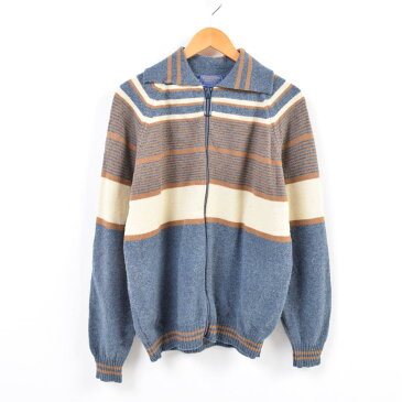 70年代 ペンドルトン PENDLETON マルチボーダー ウールニットフルジップセーター USA製 レディースXL ヴィンテージ /was8658 【中古】 【181005】【PD191018】【GS1911】