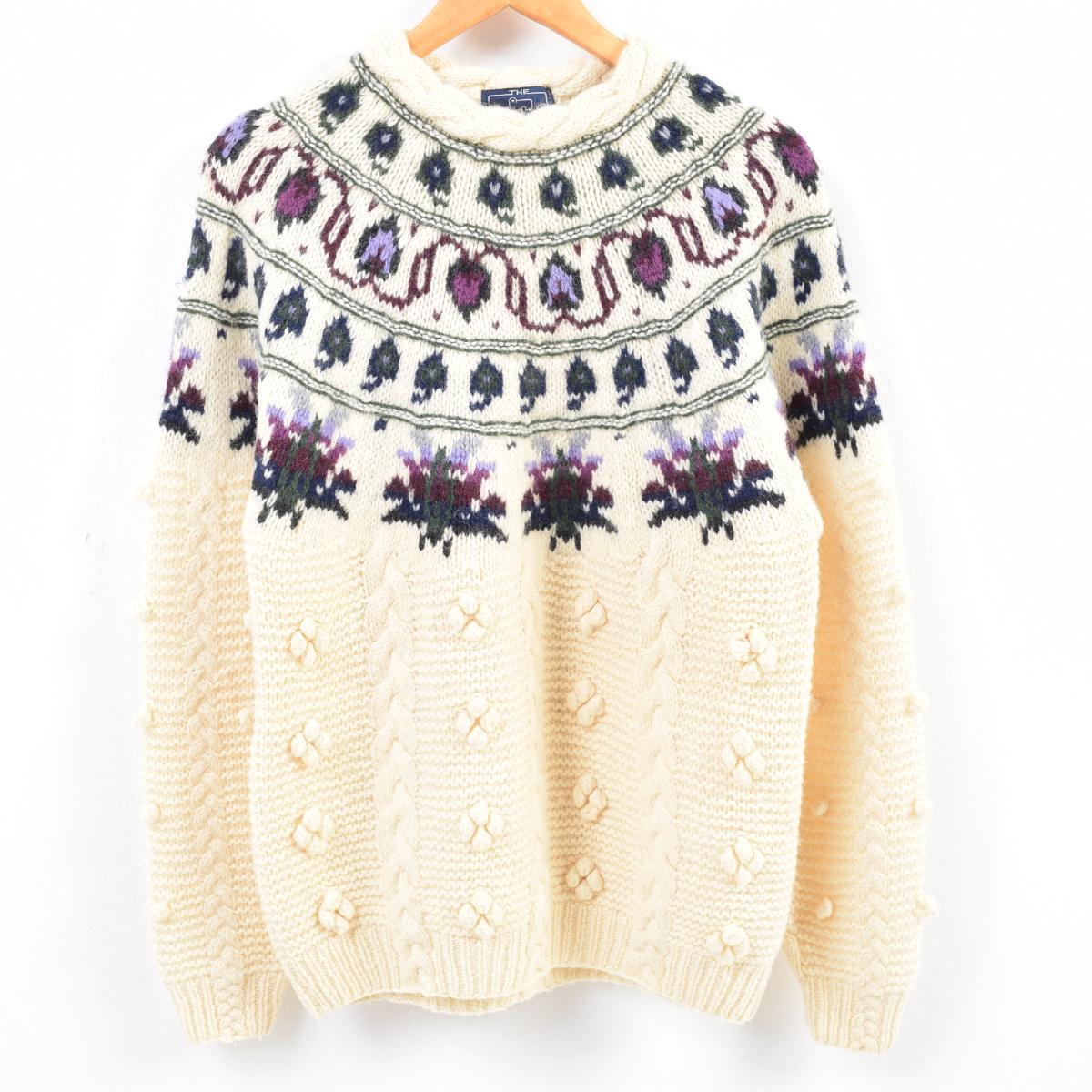 80年代 ウールリッチ Woolrich ポンポン付き ウールニットセーター レディースxl ヴィンテージ Wap9387 クルーネックセーター 古着屋jam ジャム