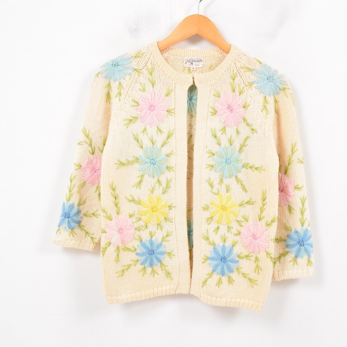 60年代 花柄刺繍 七分袖 ウールニットカーディガン レディースs ヴィンテージ Waw2912 1817 Pd Vtg Cs03 カーディガン 古着屋jam ジャム 60年代 花柄刺繍 七分袖 ウールニットカーディガン レディースs ヴィンテージ Waw2912 1817 Pd Vtg Cs03 カーディガン 古着屋jam ジャム