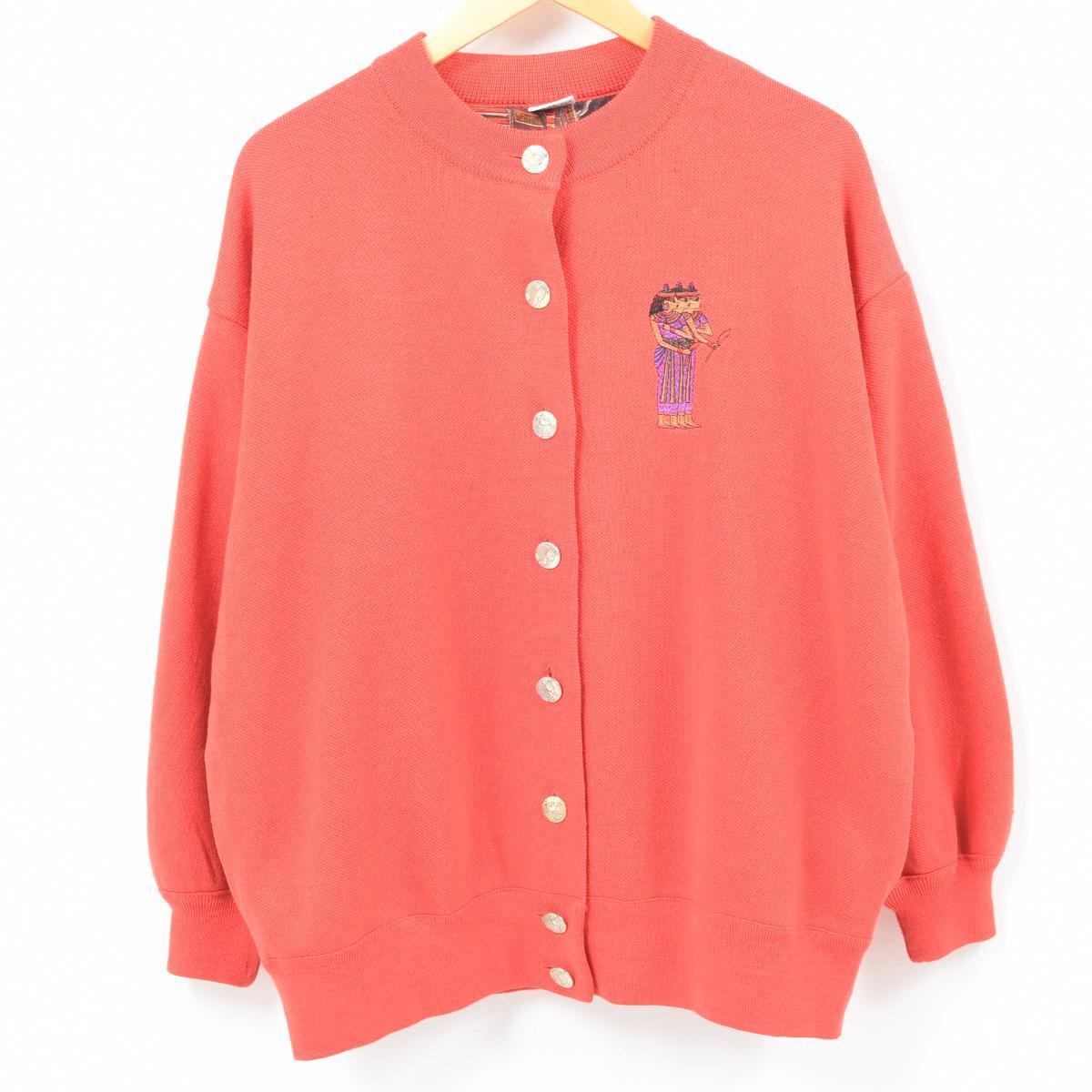 LUCIA エジプト 刺繍 ワッペン ウールニットカーディガン レディースXL /wba0982 【中古】 【181231】【SS1903】【PD191018】【GS1911】