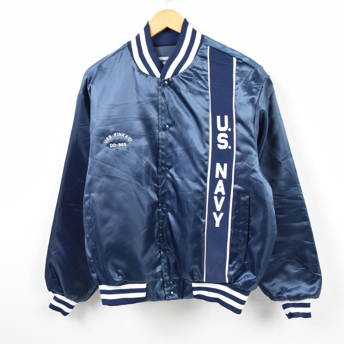 80年代 Swingster U S Navy ナイロンスタジャン アワードジャケット Usa製 メンズl ヴィンテージ Wba5912 1902 Ts1911 Pd01 Cs03 Ss07 Cs07 Ss09 Js10 スタジャン 古着屋jam ジャム