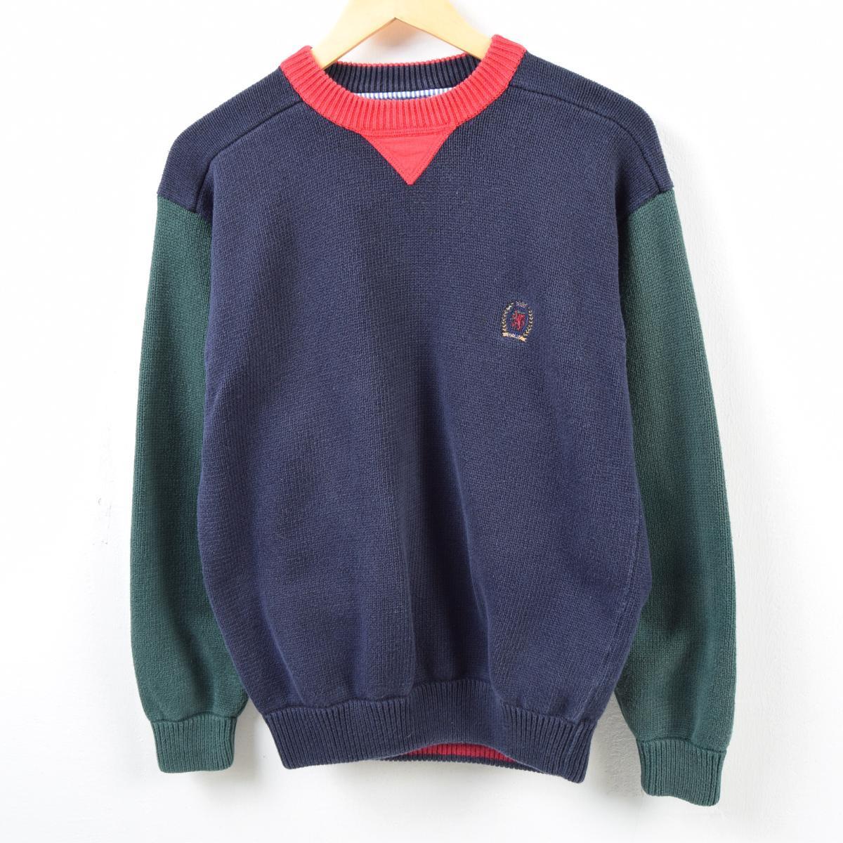 90年代 トミーヒルフィガー Tommy Hilfiger コットンニットセーター メンズs Wbc9873 Ts1911 クルーネックセーター 古着屋jam ジャム
