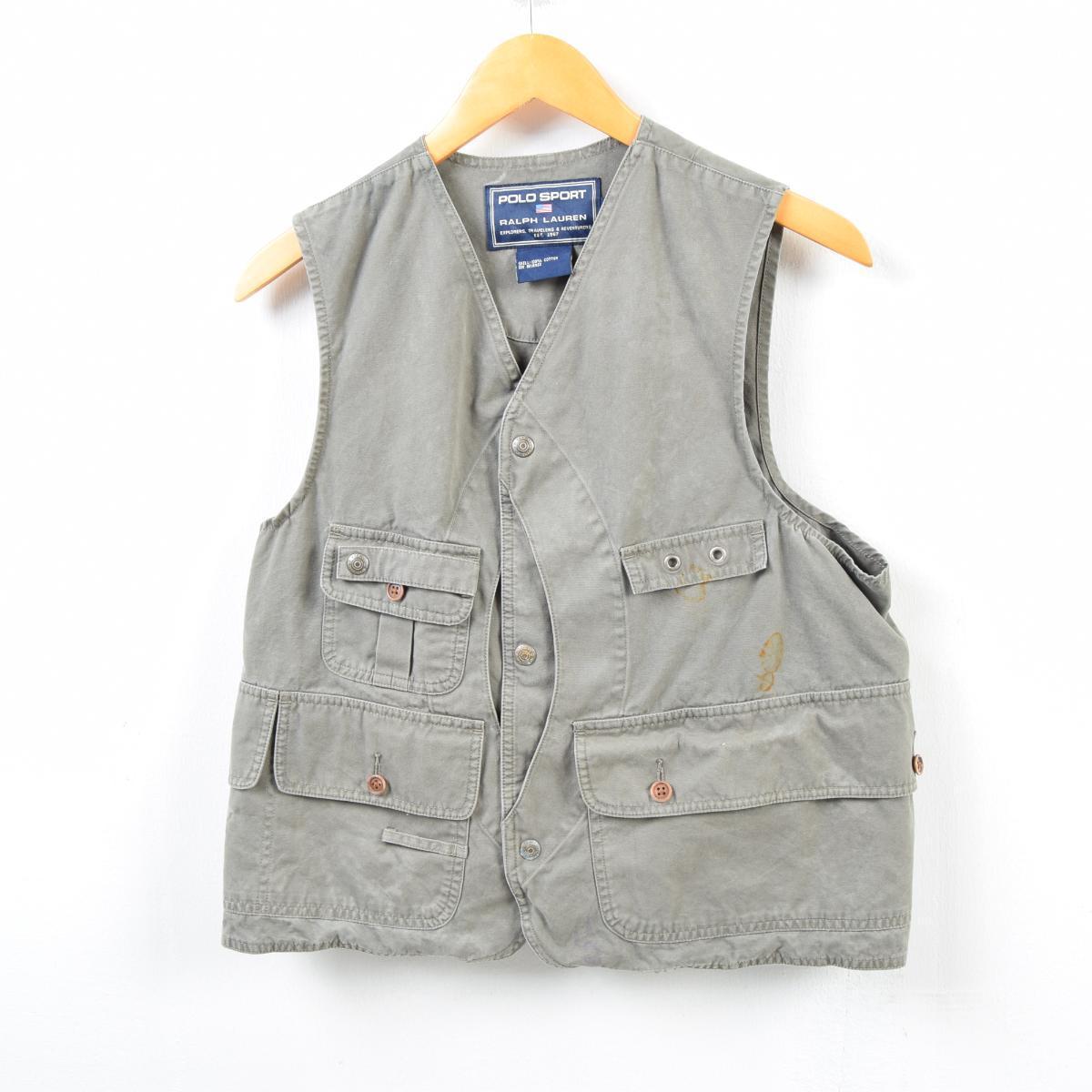 90年代 ラルフローレン Ralph Lauren Polo Sport ポロスポーツ ハーフムーンポケット コットンフィッシングベスト メンズm ヴィンテージ Wbc8684 Vtg ハンティングベスト 古着屋jam ジャム