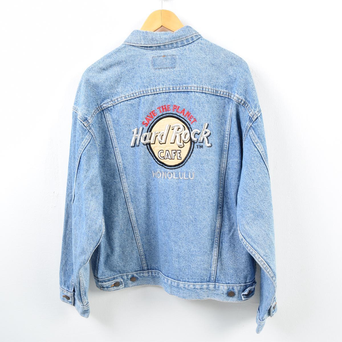 100 本物保証 Hard Rock Cafe ハードロックカフェ 刺繍デニムジャケット サイズ Jpn S デニムジャケット ブランド古着バズストア 100 の保証 Muziklyrics Com