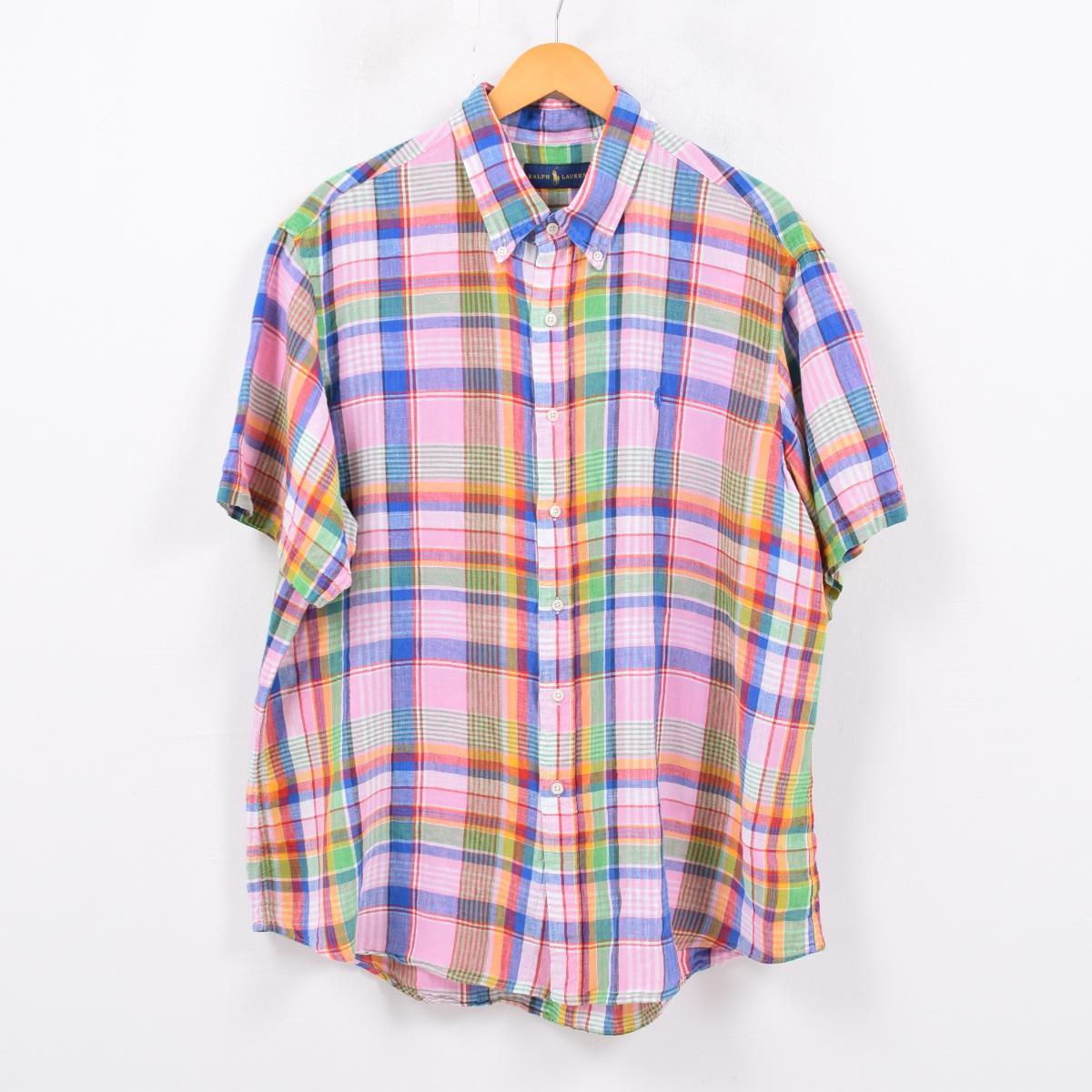 ラルフローレン Ralph Lauren Polo By Ralph Lauren マドラスチェック ボタンダウン 半袖 リネンシャツ メンズxl Wbc4467 Ss1909 その他半袖シャツ 古着屋jam ジャム