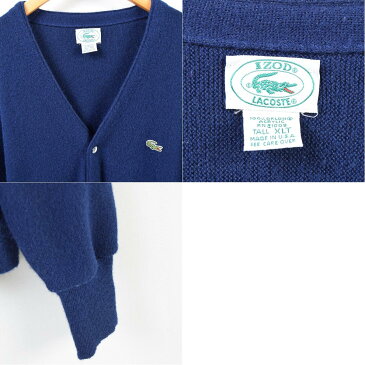 80〜90年代 ラコステ LACOSTE IZOD アクリルニットカーディガン USA製 メンズXL ヴィンテージ /wbb4427 【中古】 【190414】