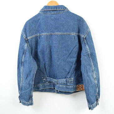 90年代 ラルフローレン Ralph Lauren RRL ダブルアールエル 第一期 ネル生地ライナー シンチバック デニムジャケット Gジャン USA製 メンズXL ヴィンテージ /wbb4685 【中古】【N1905】 【190413】【M2001】【VTG】【N2005】【N2101】【N2106】