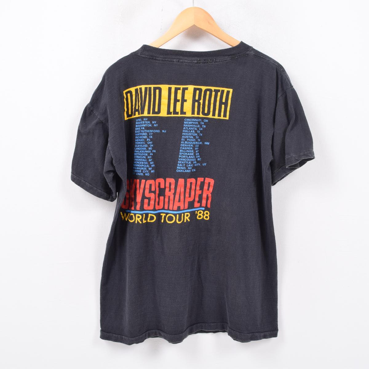 80年代 DAVID LEE ROTH デイヴィッド リー ロス SKYSCRAPER スカイスクレイパー WORLD TOUR '88  バンドTシャツ メンズL ヴィンテージ /wbd2318 【N1905】 【190415】【M2001】【SVTG】【N2005】【N2101】