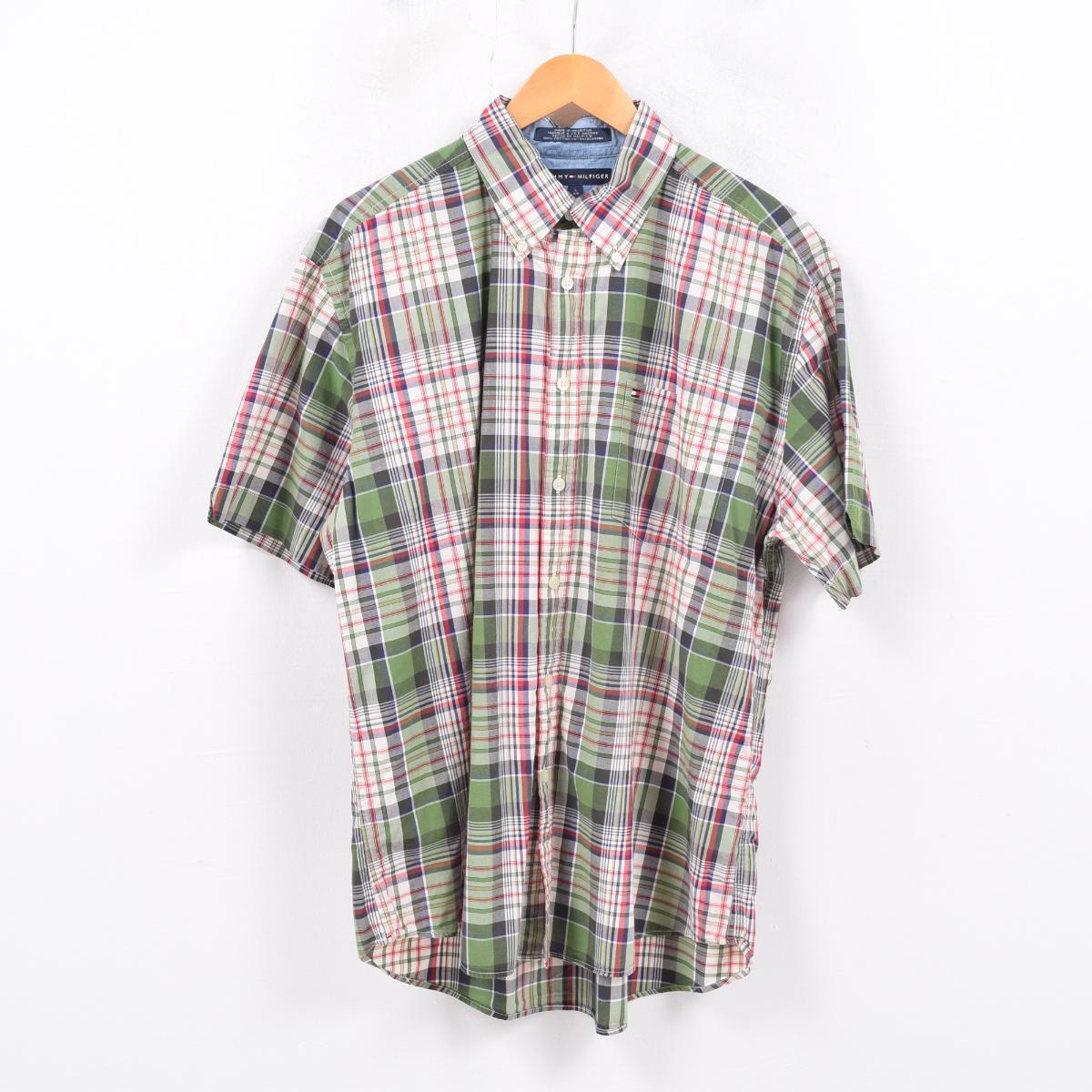古着 トミーヒルフィガー TOMMY HILFIGER 半袖 ボタンダウンチェックシャツ メンズL /wbb7760 【190419】【SS1909】【PD2001】【JS2010】【SS2012】【SS2101】【CS2101】【SS2106】【CS2108】【HNY22】