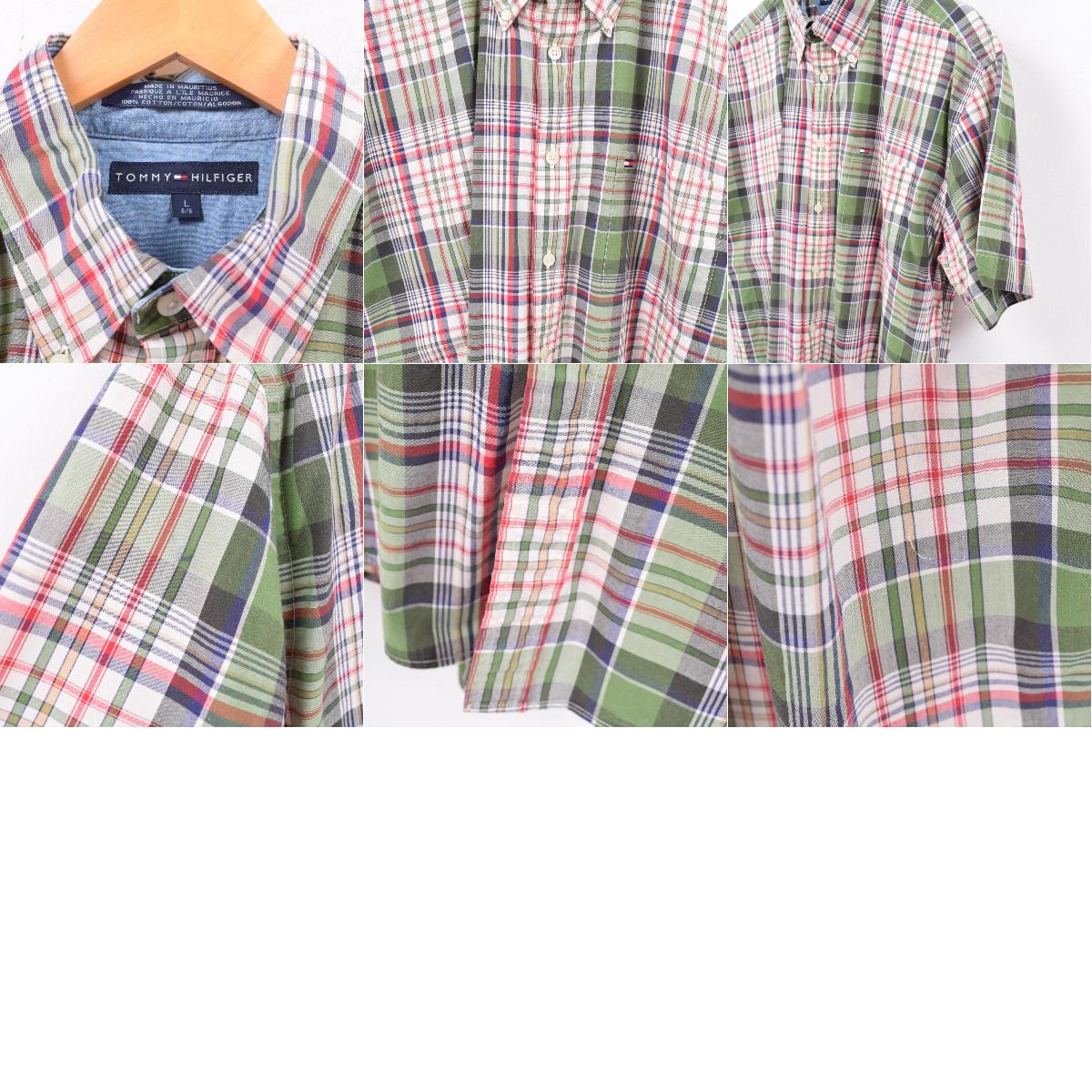 古着 トミーヒルフィガー TOMMY HILFIGER 半袖 ボタンダウンチェックシャツ メンズL /wbb7760 【190419】【SS1909】【PD2001】【JS2010】【SS2012】【SS2101】【CS2101】【SS2106】【CS2108】【HNY22】