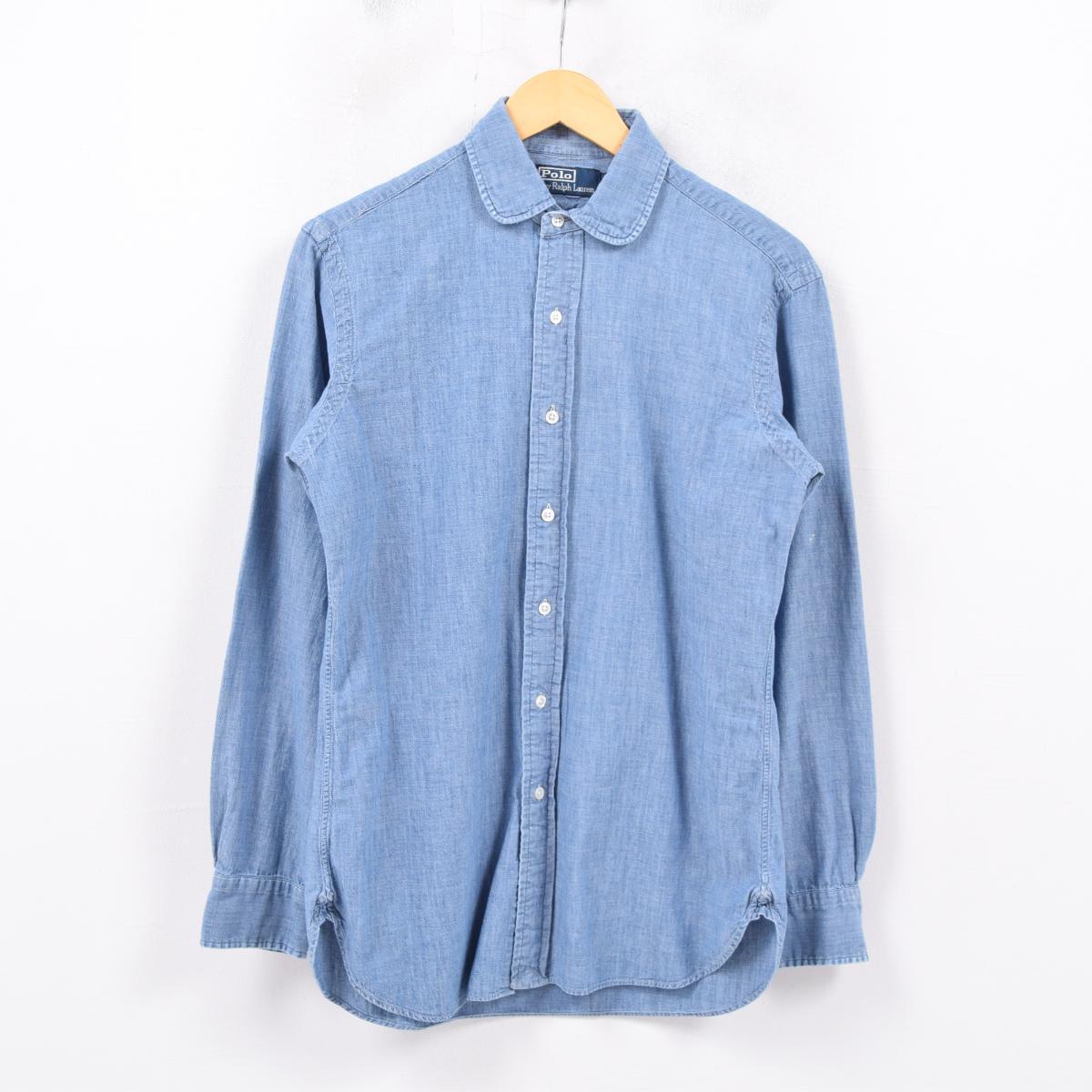 ラルフローレン Ralph Lauren Polo By Ralph Lauren 丸襟 長袖 シャンブレーシャツ メンズm Wbb7702 Pd01 Cs03 Ss06 Ss07 Cs07 Ss09 Js10 Ss12 Ss2101 シャンブレーシャツ 古着屋jam ジャム