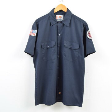 ディッキーズ Dickies 星条旗柄 ワッペン 半袖 ワークシャツ メンズL /wbd7521 【中古】 【190509】【SS1909】【PD2001】【CS2003】【SS2006】