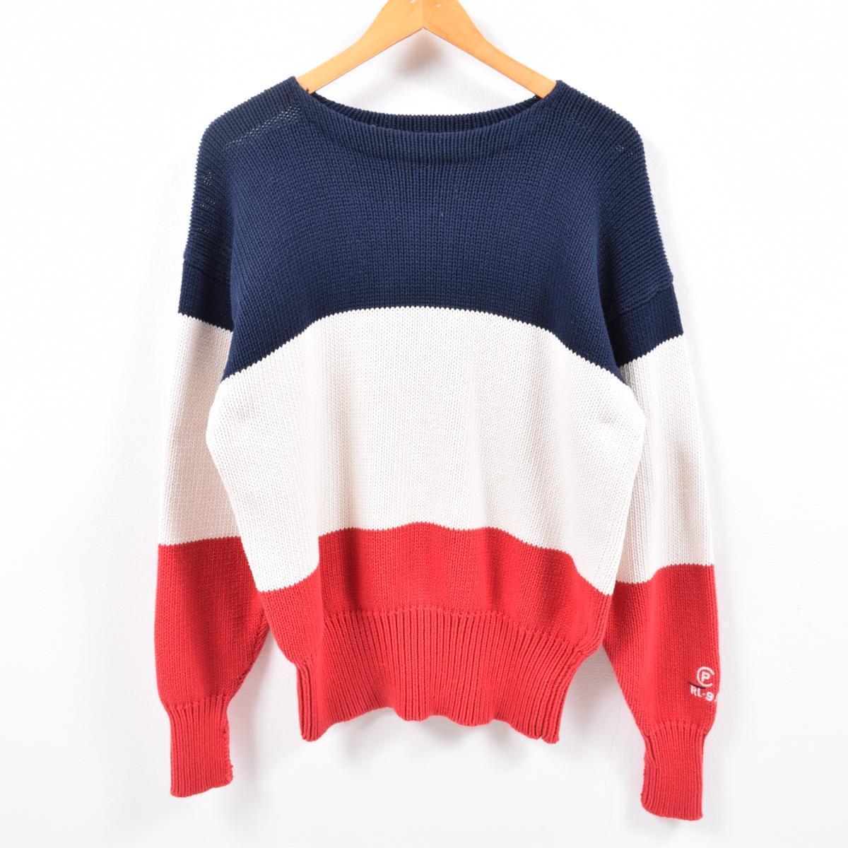 希少レア 90年代 ラルフローレン Ralph Lauren Polo By Ralph Lauren Rl 92 トリコロールカラー コットンニットセーター メンズxl ヴィンテージ Wbb8009 Svtg クルーネックセーター 古着屋jam ジャム