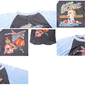 80年代 FANTASY DAVID BOWIE デビッドボウイ LET'S DANCE LIVE IN CONCERT パキ綿 ラグラン 七分袖 バンドTシャツ メンズS ヴィンテージ /wbf3638 【中古】 【190530】