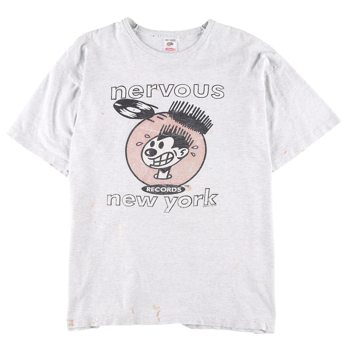 希少レア 90年代 フルーツオブザルーム Fruit Of The Loom Nervous Records New York ナーバスレコードニューヨーク プリントtシャツ Usa製 メンズl ヴィンテージ グラフィックtシャツ Wbf3639 Svtg グラフィックtシャツ 古着屋jam ジャム