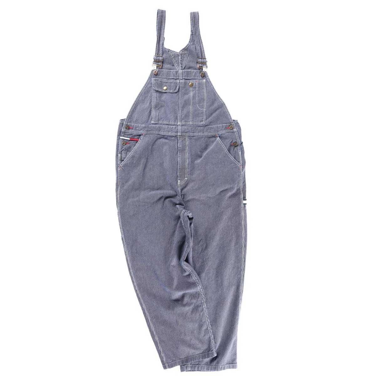 ビッグサイズ 90年代 トミーヒルフィガー TOMMY HILFIGER JEANS ヒッコリーストライプ オーバーオール メンズw44 ヴィンテージ /wbe3611 【中古】 【190531】【PD191003-3】