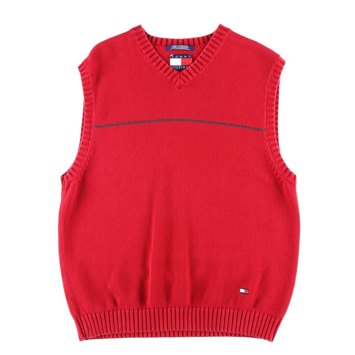 90年代 トミーヒルフィガー Tommy Hilfiger Vネック コットンニットベスト メンズxl Wbf26 ニットベスト 古着屋jam ジャム