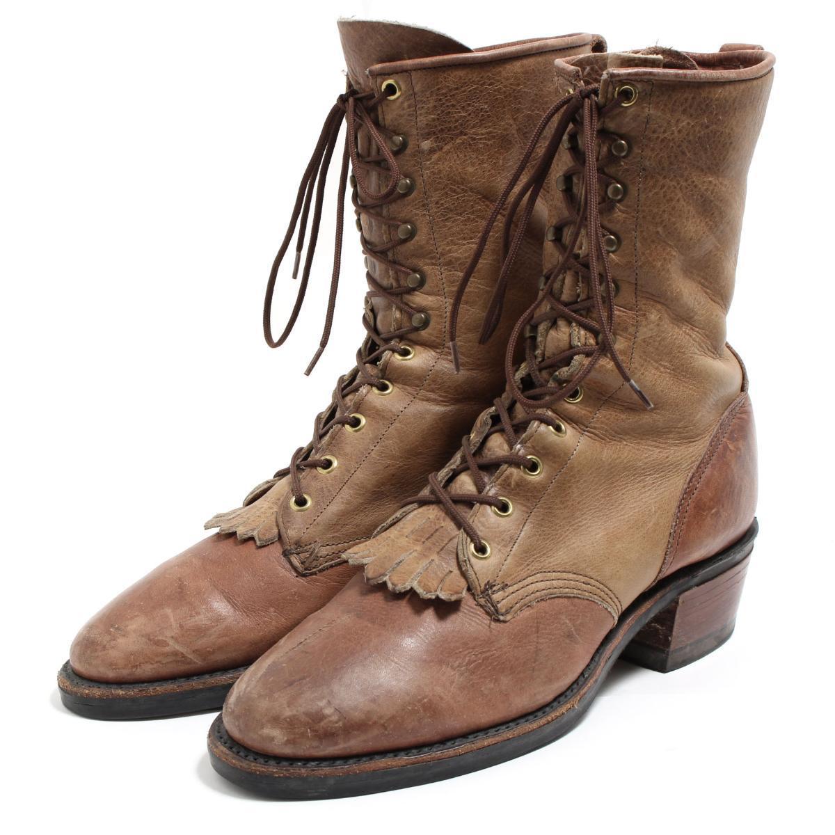 本革レザー 編み上げウエスタンブーツ USA製 9.5D メンズ27.5cm /bop7606 【中古】 【190711】【PD202-1】【CS2003】【SS2003】
