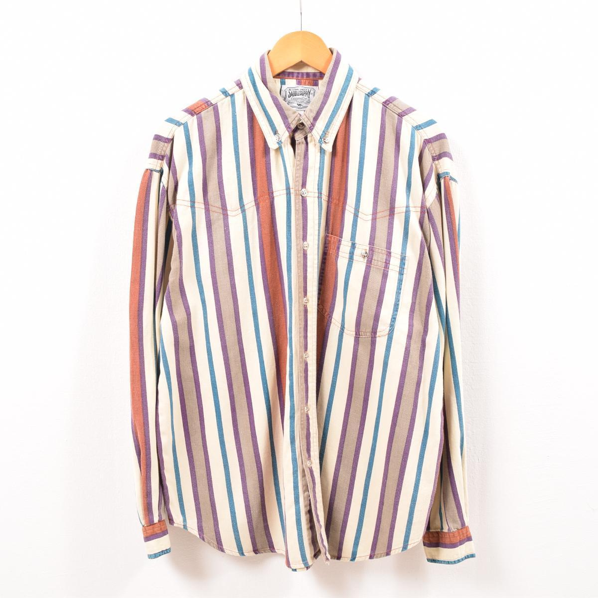 SADDLESUPPLY マルチストライプ ウエスタンヨーク 長袖 ボタンダウンストライプシャツ メンズM /wbf6790 【中古】 【190725】【PD191003-1】【CS2003】【【SS2003】】