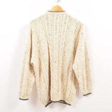 ARAN SWEATER MARKET 刺繍 フィッシャーマンアランニットカーディガン レディースXL /wbg9783 【中古】 【190823】【PD190926-2】