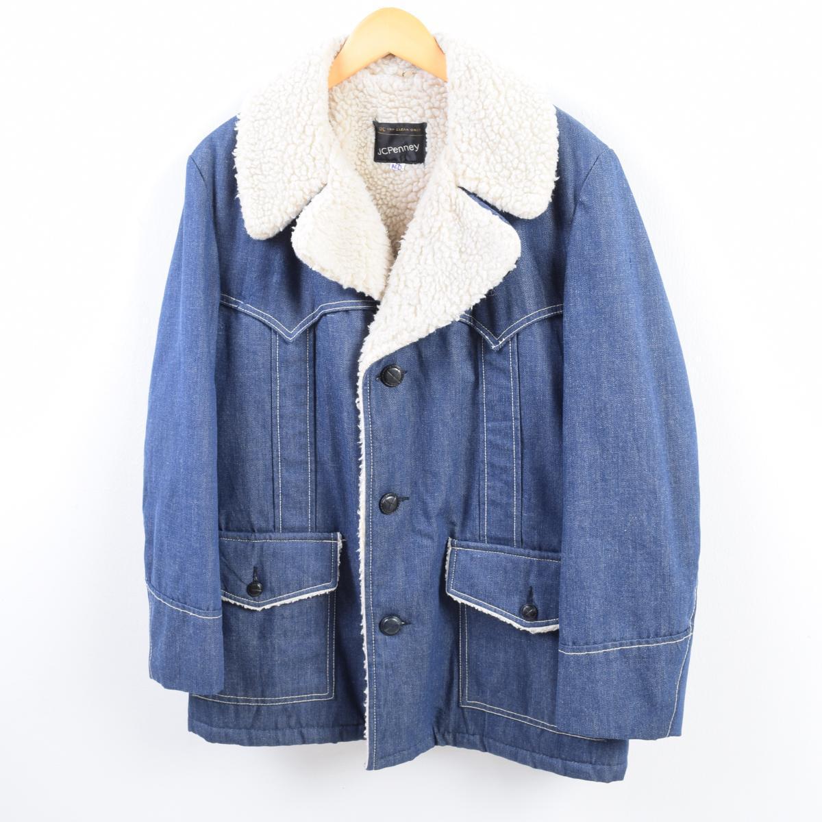 ネーム入り 70年代 ジェイシーペニー J C Penney ランチコート デニムボアジャケット メンズl ヴィンテージ Wbh11 中古 1906 Pd01 Cs03 Ss07 Cs07 Ss09 デニムジャケット 古着屋jam ジャム